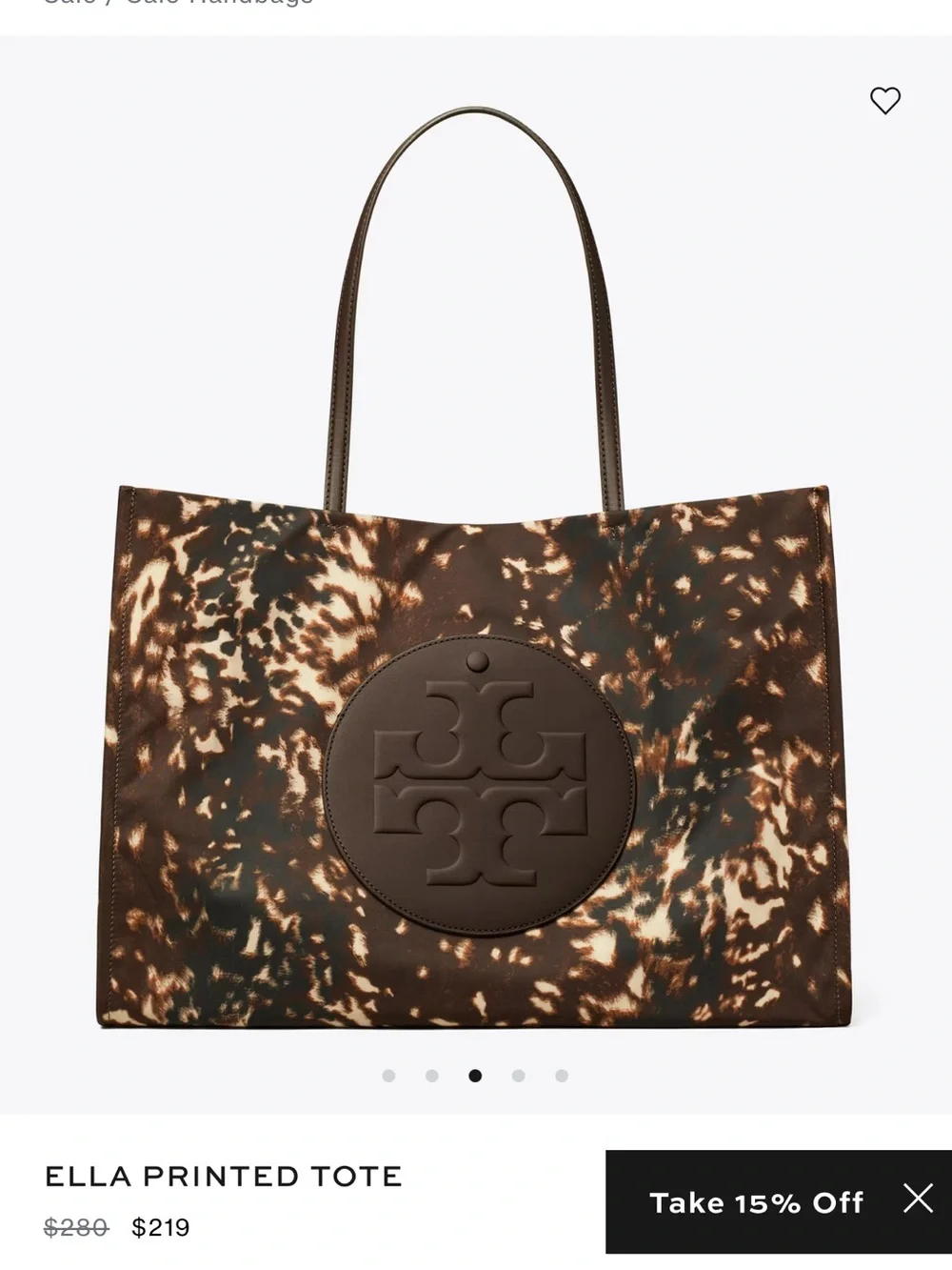 Tory Burch Brown and Beige Printed Ella Tote
